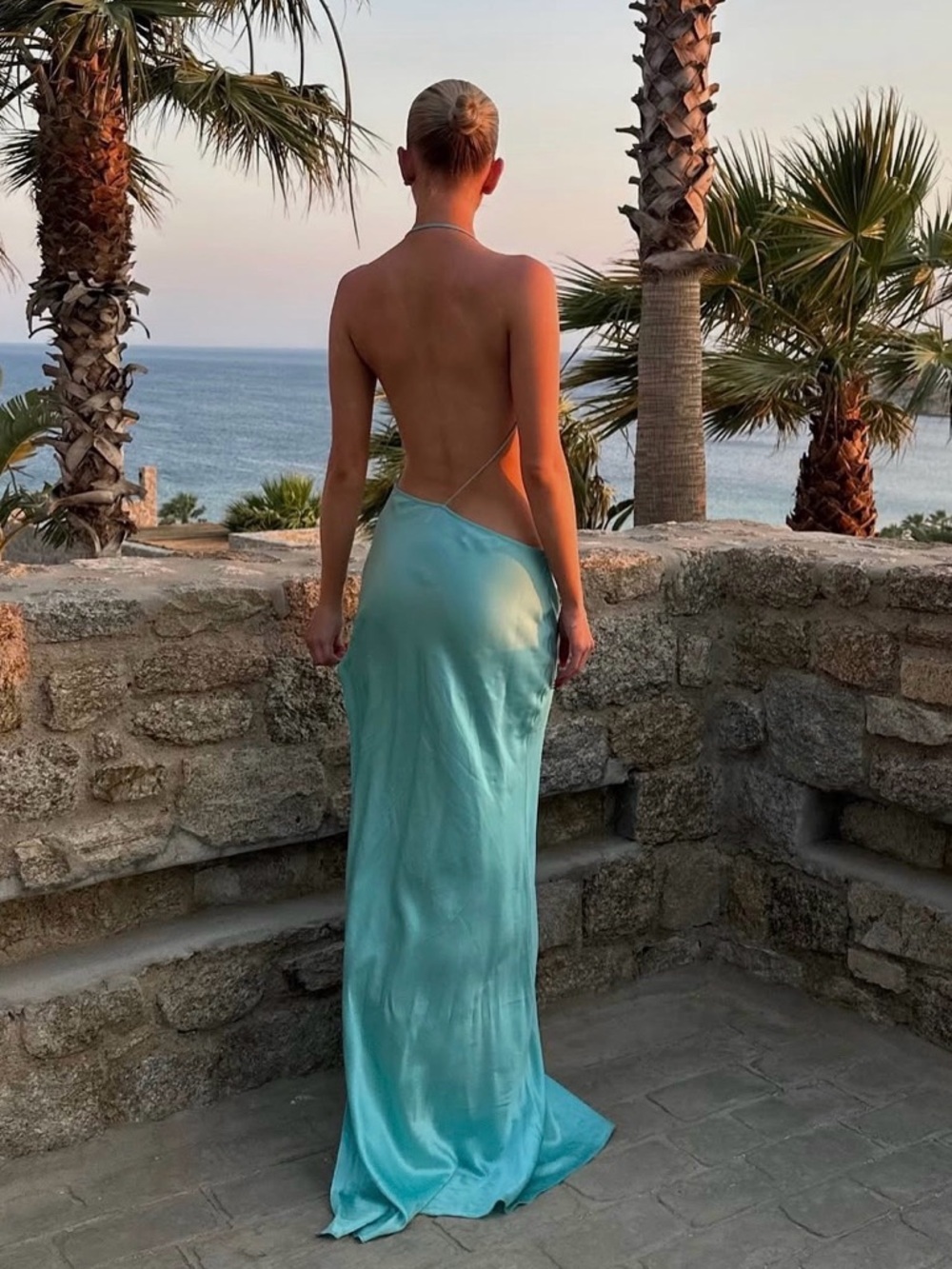 Michael Lo Sordo Iced Bias Maxi Dress Blue Size 8 — image 5 of 8